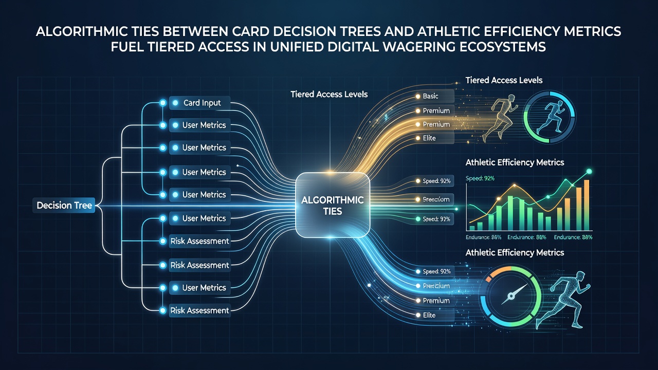 Complex network diagram showing decision tree algorithms branching into sports performance metrics within a digital wagering platform interface