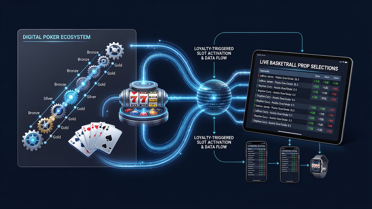 Digital poker interface showing loyalty points converting into slot activation prompts on a mobile screen