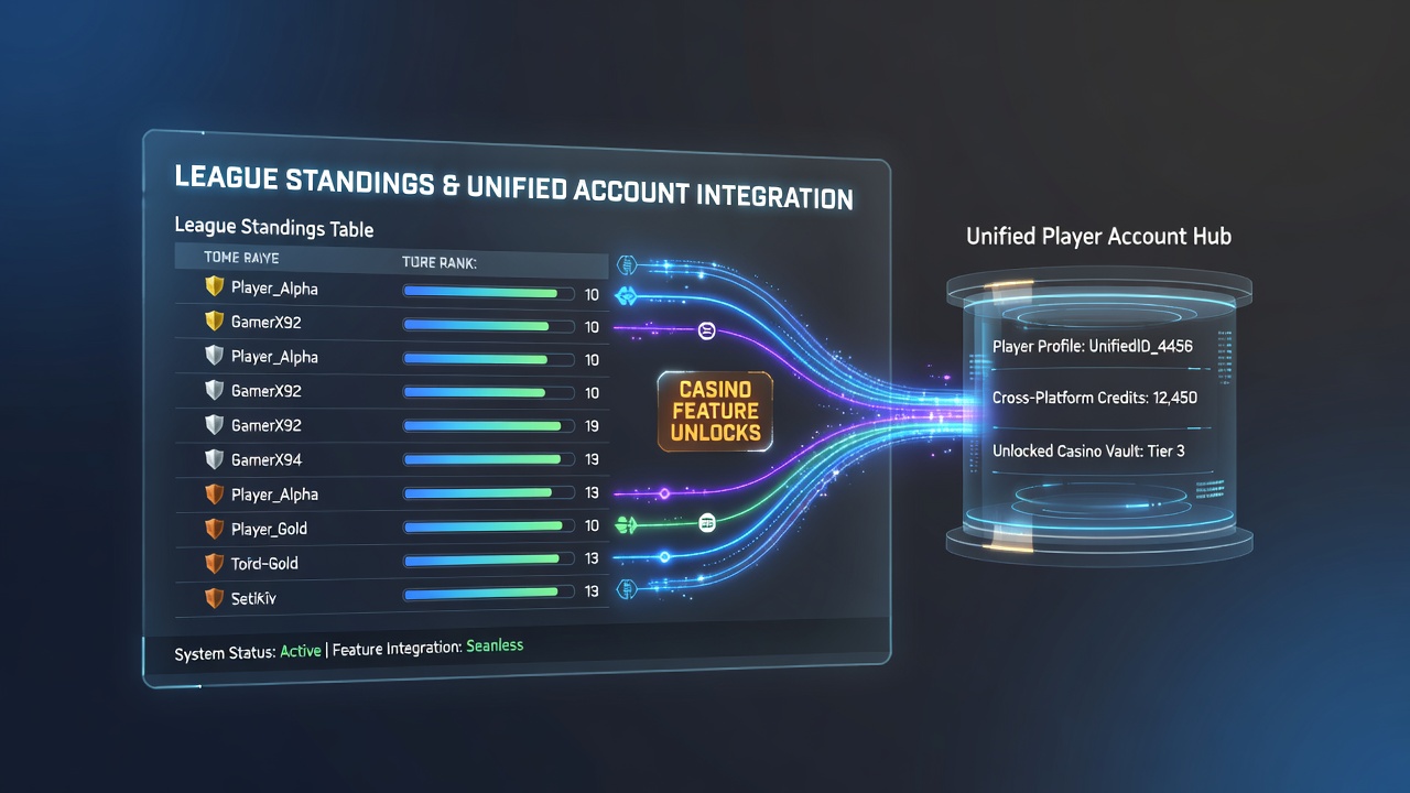 Mobile screen displaying league table update unlocking casino bonus features