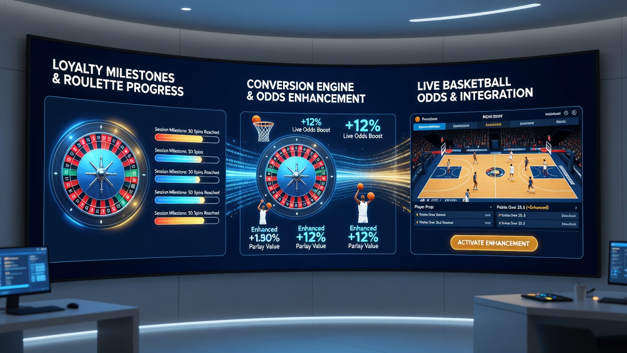 Close-up of smartphone screen displaying converted loyalty rewards applied to basketball live odds with roulette session history panel visible