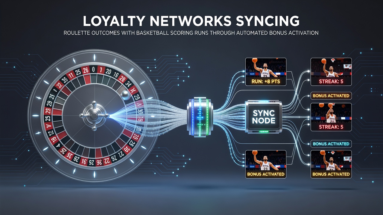 Mobile app dashboard displaying basketball scoring run metrics linked to roulette bonus activation in loyalty program