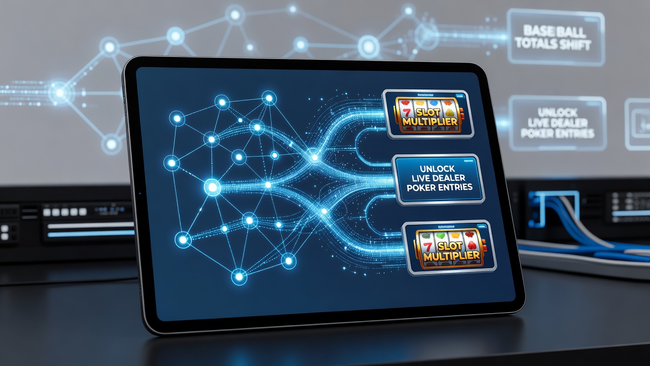 Loyalty chain dashboard displaying unlocked poker entries and slot multipliers from baseball bets