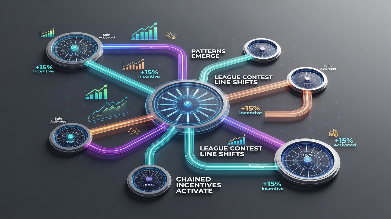 Portable device screen illustrating connections between sports line movements and casino game incentives