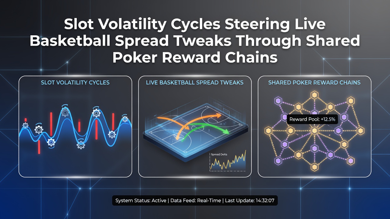 Screenshot of portable device screen showing real-time basketball spread adjustments linked to poker rewards and slot volatility metrics