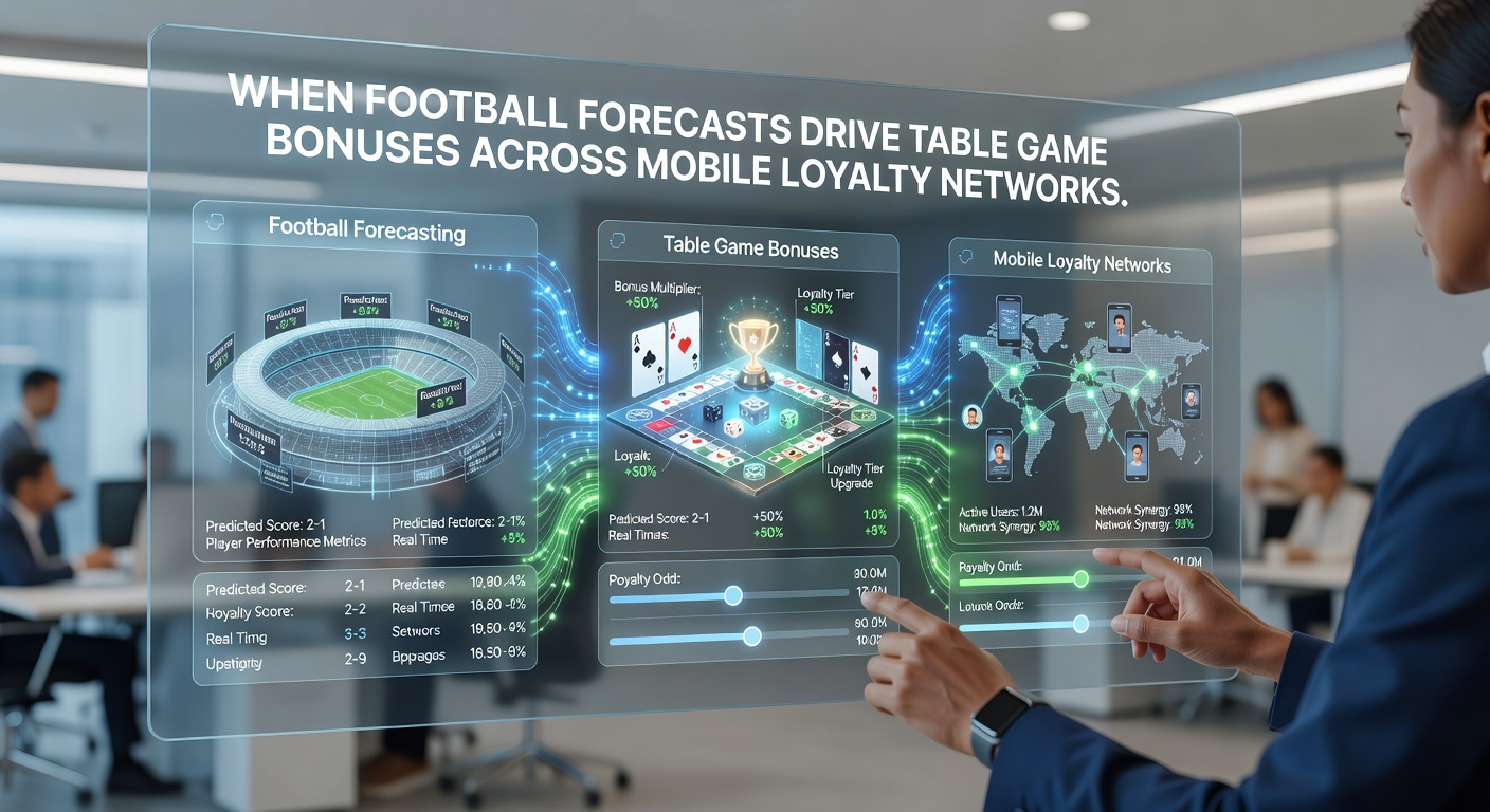 Mobile loyalty network interface showing football predictions unlocking table game bonuses